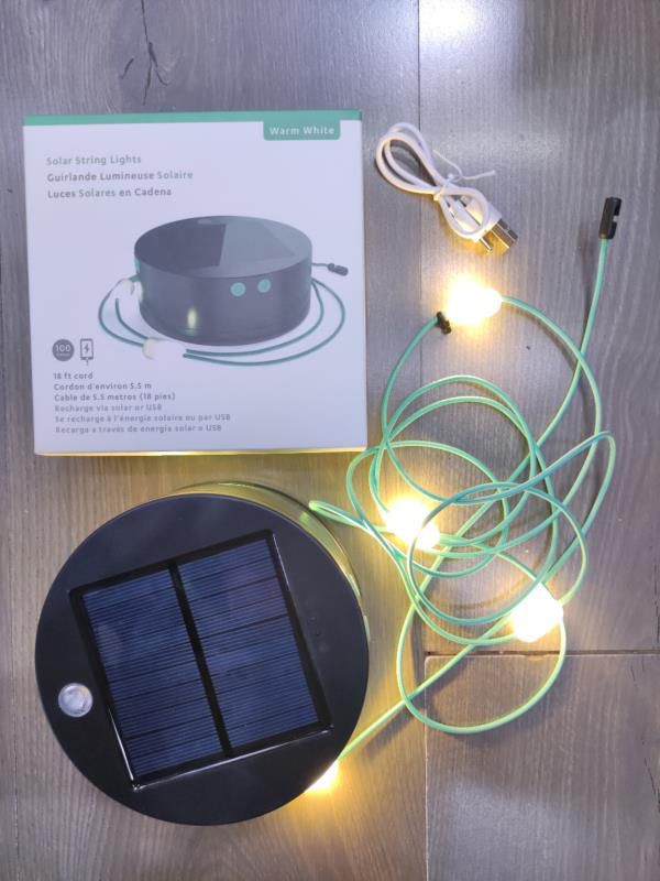 Ghirlanda solara pentru camping cu 10 beculete led, lanterna si functie de baterie externa