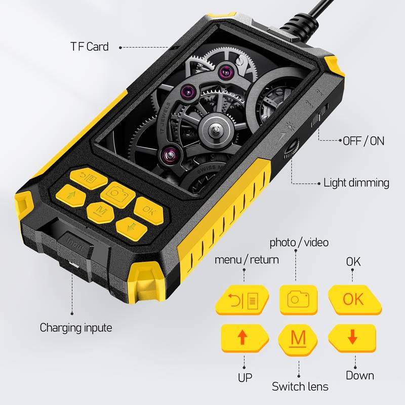 Camera Endoscop Andowl Q NK69, 2K HD, ecran IPS de 4,5 inch, 9 lumini LED, rezistent la apa IP67, cablu 5m