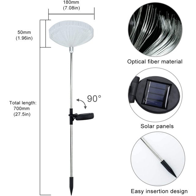 Set 2 x Lampa solara fibra optica RGB, 7 LED, model floare