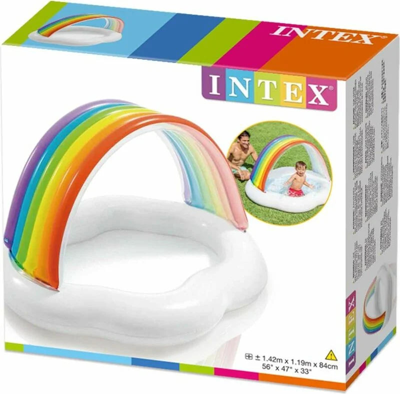 Piscina gonflabila pentru copii Rainbow, Intex, 142x119x84 cm, 82 L, multicolor