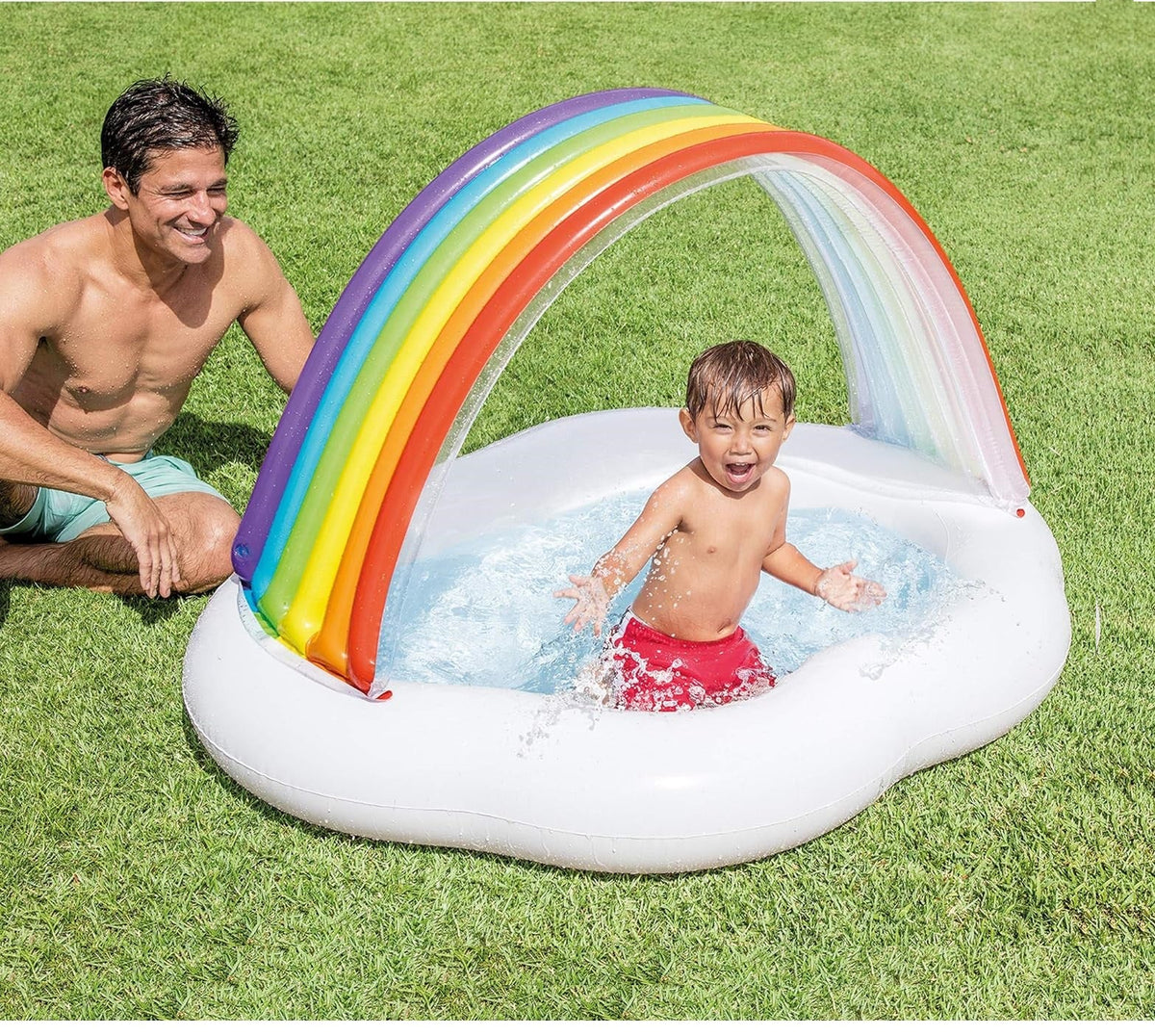 Piscina gonflabila pentru copii Rainbow, Intex, 142x119x84 cm, 82 L, multicolor