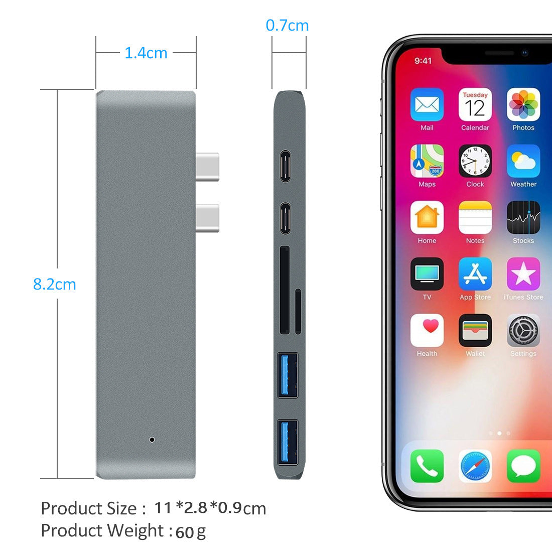 Adaptor HUB 7 in 1 USB-C 3.1 pentru Macbook Pro