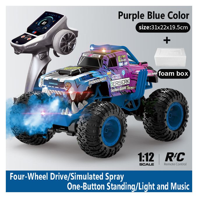 Masina Monster Truck cu telecomanda, spray, lumini si muzica, rotatie 360° si tractiune 4x4