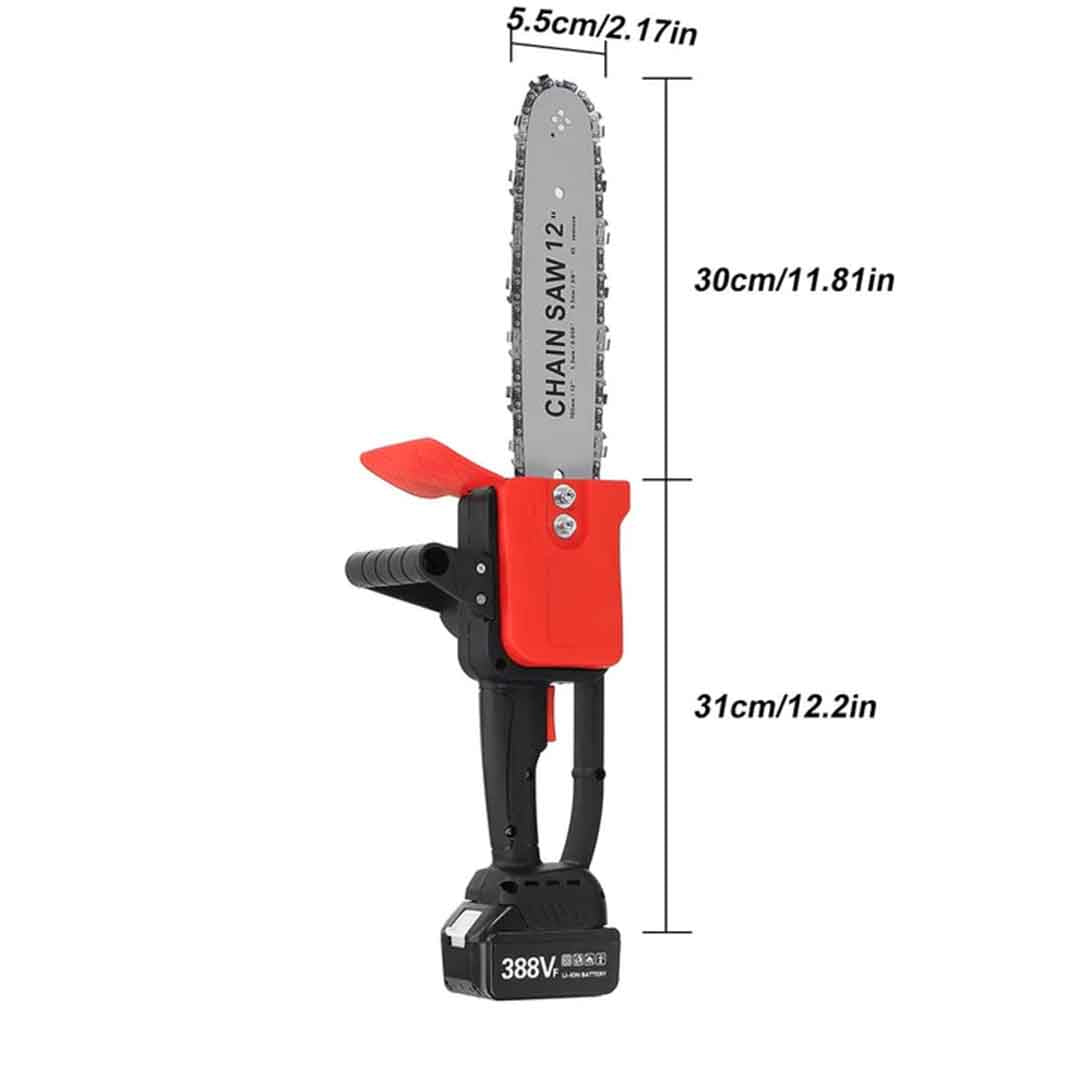 Drujba electrica cu lant 12 inch, cu 2 Acumulatori, 48 V, Lithium, 2 lanturi, 1200 W, 4800rpm, 305mm