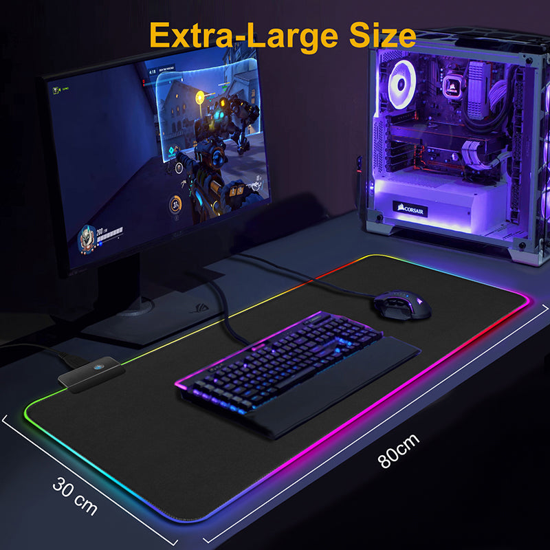 Mouse Pad gaming cu iluminare led RGB 80 x 30 negru