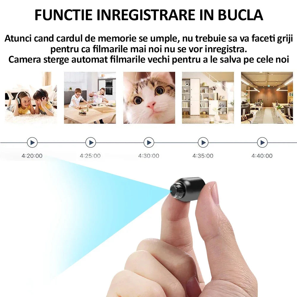 Mini camera supraveghere X5, WIFI, Full HD, View 160 grade, control din aplicatie, senzor miscare, vizionare pe timp de noapte