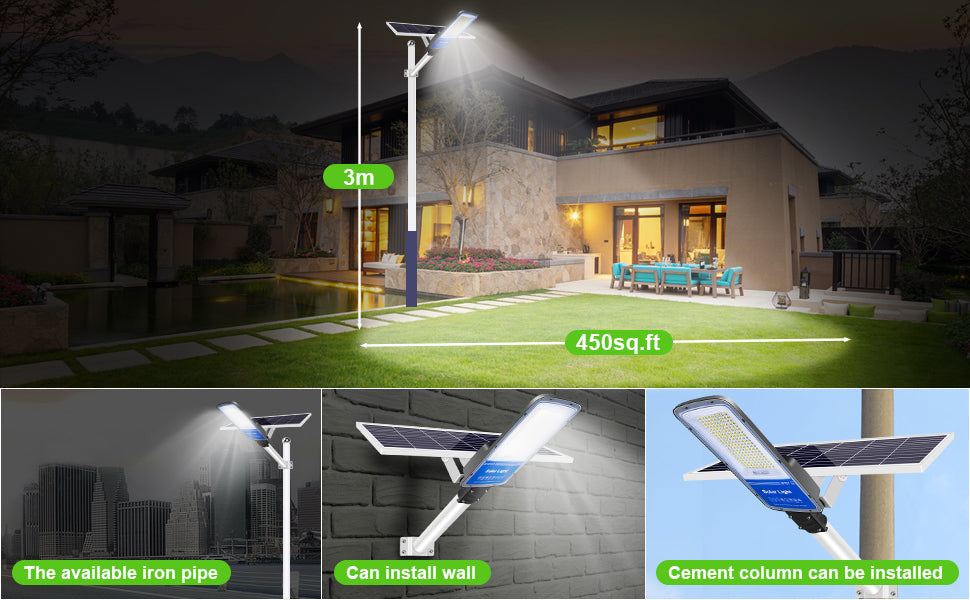 Lampa solara stradala LED cu panou solar 400w, brat montare si telecomanda, 13500 lumeni, 180 LED