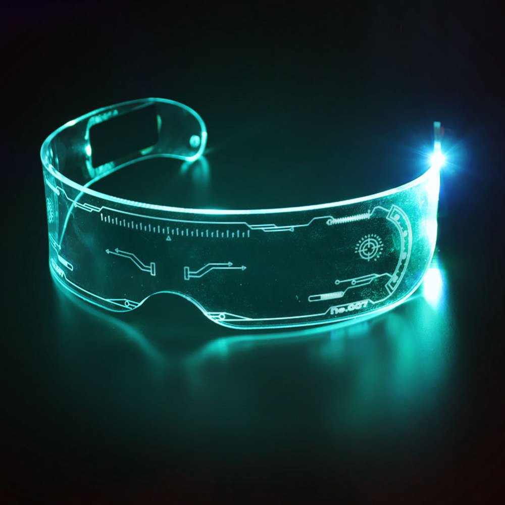 Ochelari pentru petrecere LED, 7 Culori, 21 efecte iluminare, control dublu, stilul cyberpunk