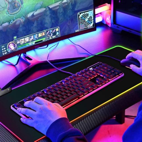 Mouse Pad gaming cu iluminare led RGB 80 x 30 negru