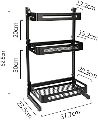 Suport condimente, borcane, oliviere, ustensile bucatarie cu 3 nivele 37.7 x 23.5 x 62.5 cm