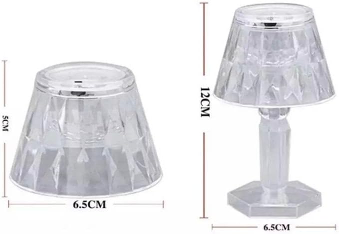 Set de 12 mini lampi de masa cu cristal LED, decor elegant, cu abajur transparent