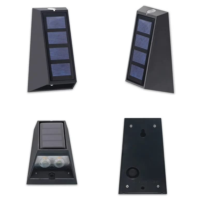 Set 2 lampi solare de perete pentru gradina, impermeabile IP65, forma trapezoidala, lumina calda