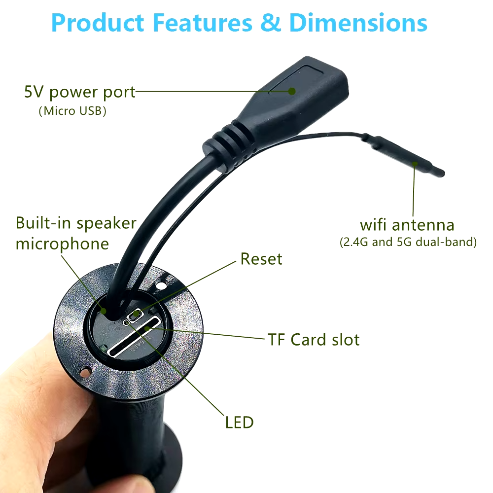 Camera de supraveghere ascunsa tip vizor electronic usa, conexiune wireless, lentila de 1.6mm cu unghi 170°