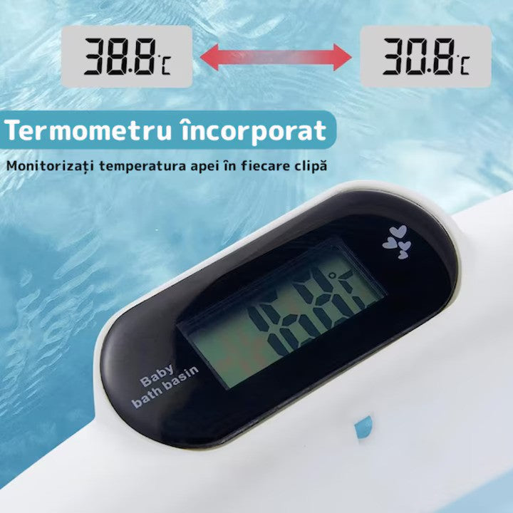 Cadita pliabila pentru bebelusi,, termometru electronic incorporat, cu suport pernuta, picioruse antiderapante