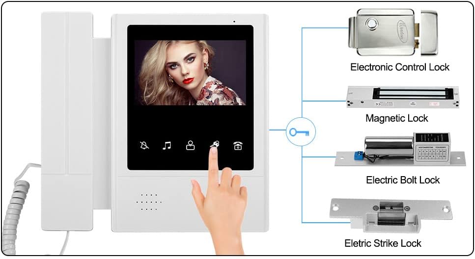 Sistem Video Interfon 4.3&quot;, sonerie video cu Ecran Color TFT si Camera cu Viziune Nocturna IR, 1 Monitor + 1 Camera Rezistenta la Apa