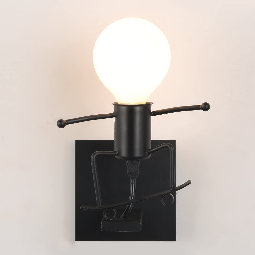 Lampa metalica retro industriala tip humanoid, soclu E27, diverse modele