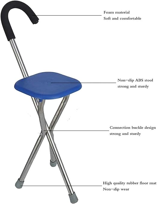 Scaun pliabil cu baston, inaltime 82 cm, maxim 100 kg