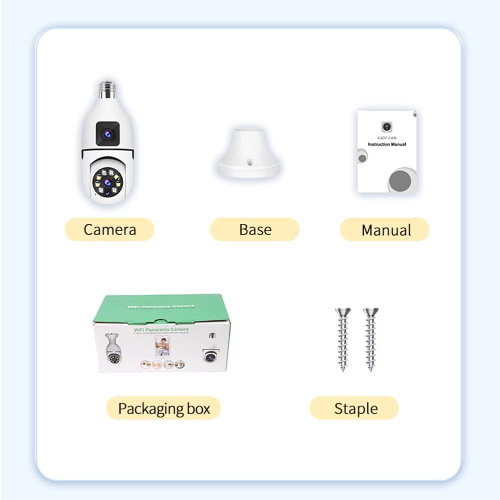 Camera de supraveghere DUBLA tip bec E27 JORTAN  cu audio bidirecțional și viziune de noapte color