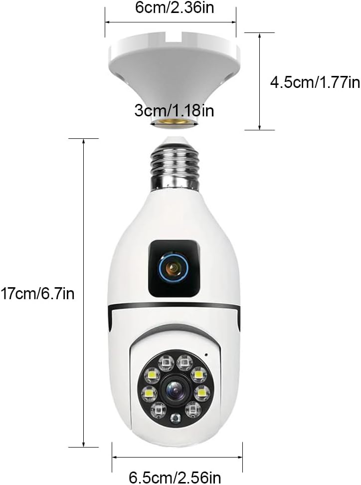 Camera de supraveghere DUBLA tip bec E27 JORTAN  cu audio bidirecțional și viziune de noapte color