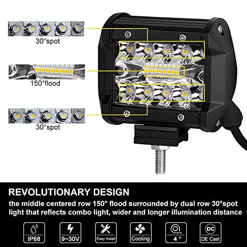 Set 2 Proiectoare LED Auto Off Road, 20 LED-uri, 60W, Dreptunghiulare