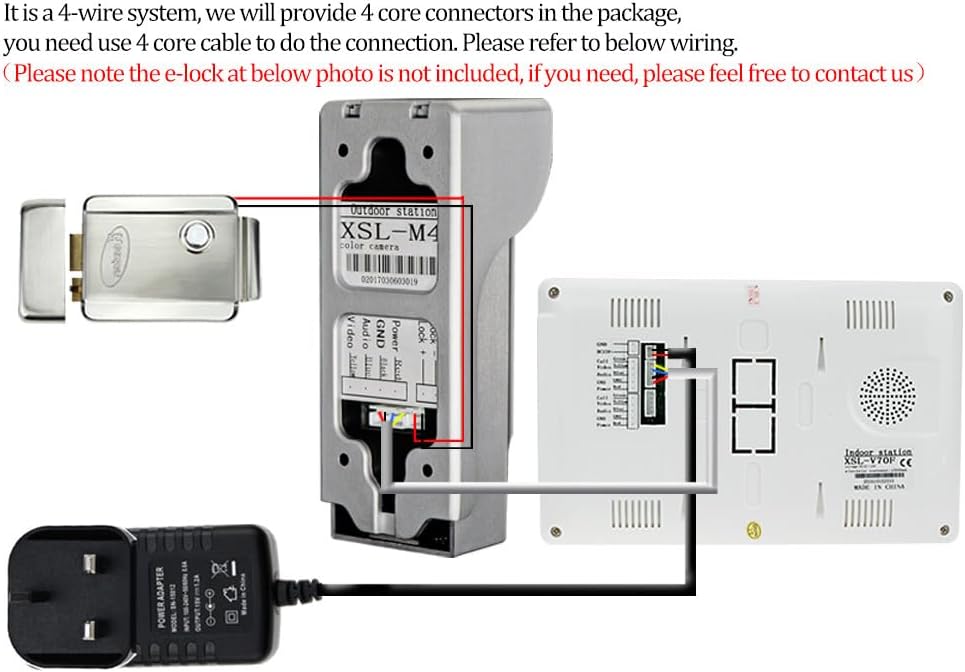 Sistem Video Interfon 4.3&quot;, sonerie video cu Ecran Color TFT si Camera cu Viziune Nocturna IR, 1 Monitor + 1 Camera Rezistenta la Apa