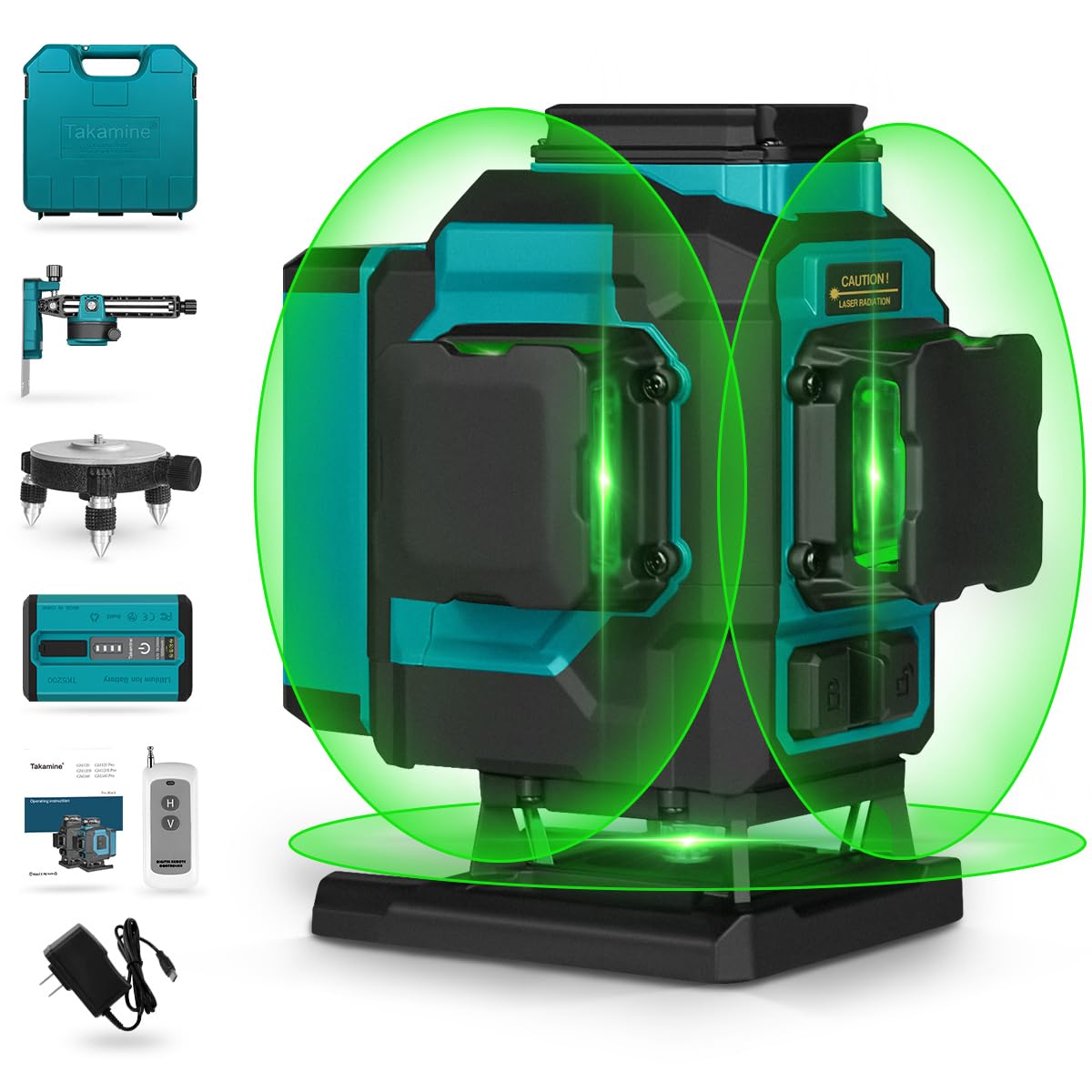 Kit Nivela Laser, autonivelare, telecomanda, linii verzi, 4x360°