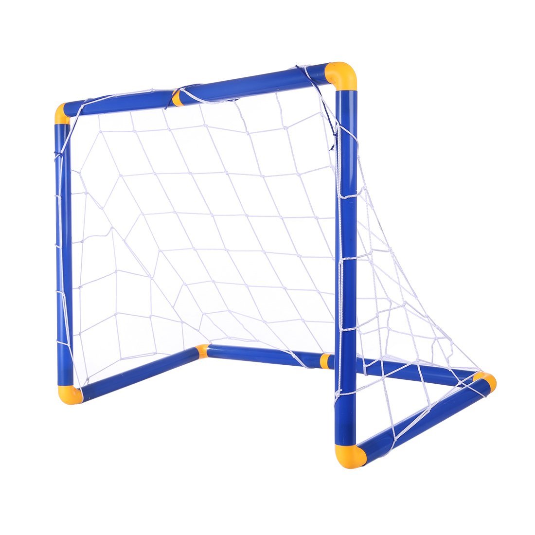 Poarta de fotbal din plastic, albastra, cu minge si pompa 105x76x69cm