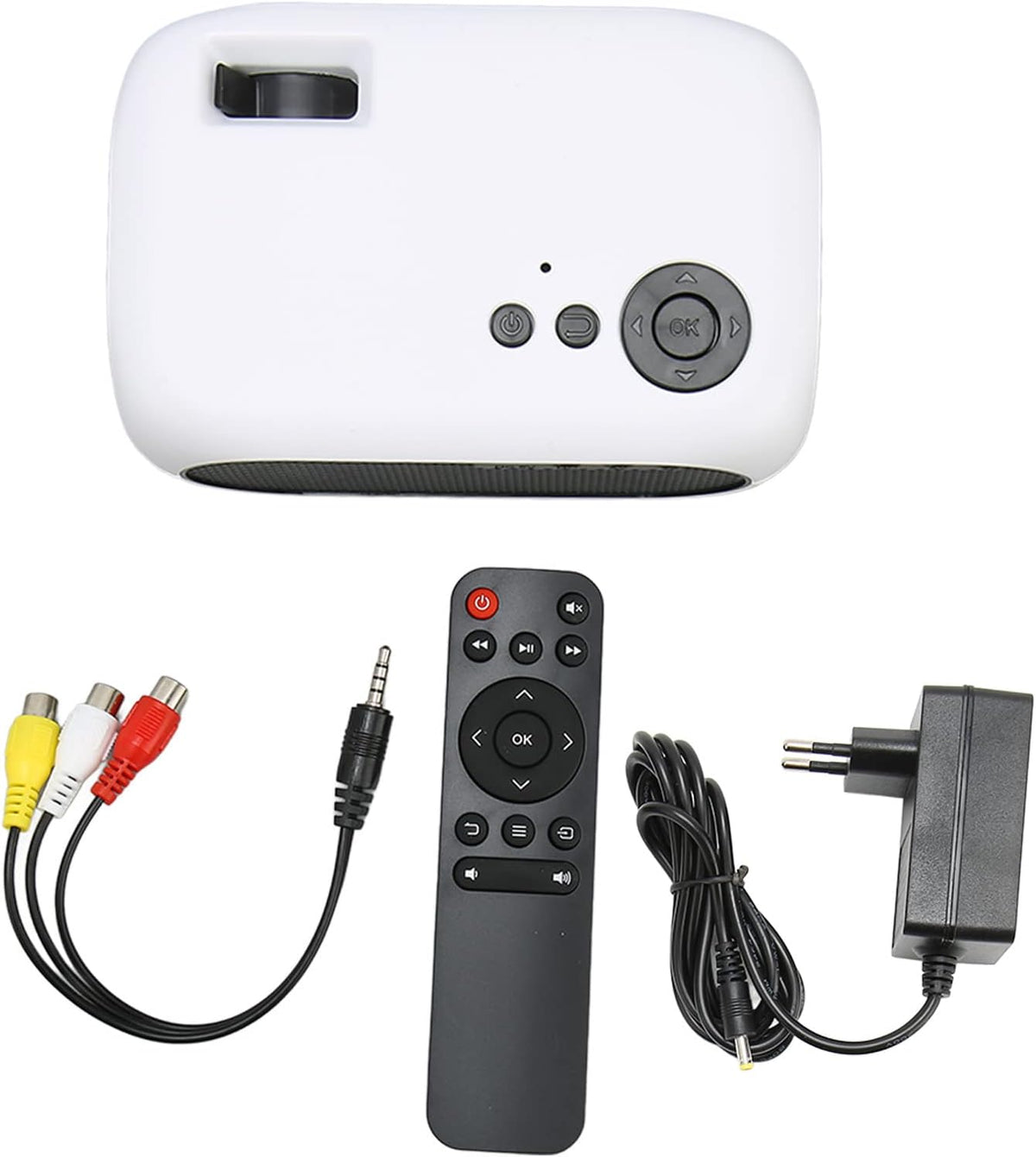 Videoproiector portabil, FULL HD, cu LED-uri, 1200 lumeni, mini proiector, 2000:1, alb