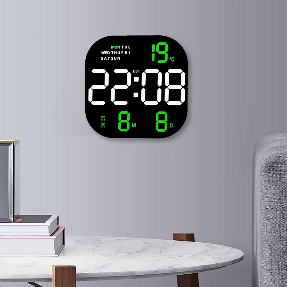 Ceas digital de birou sau perete cu telecomanda  cu afisaj LED temperatura si alarma