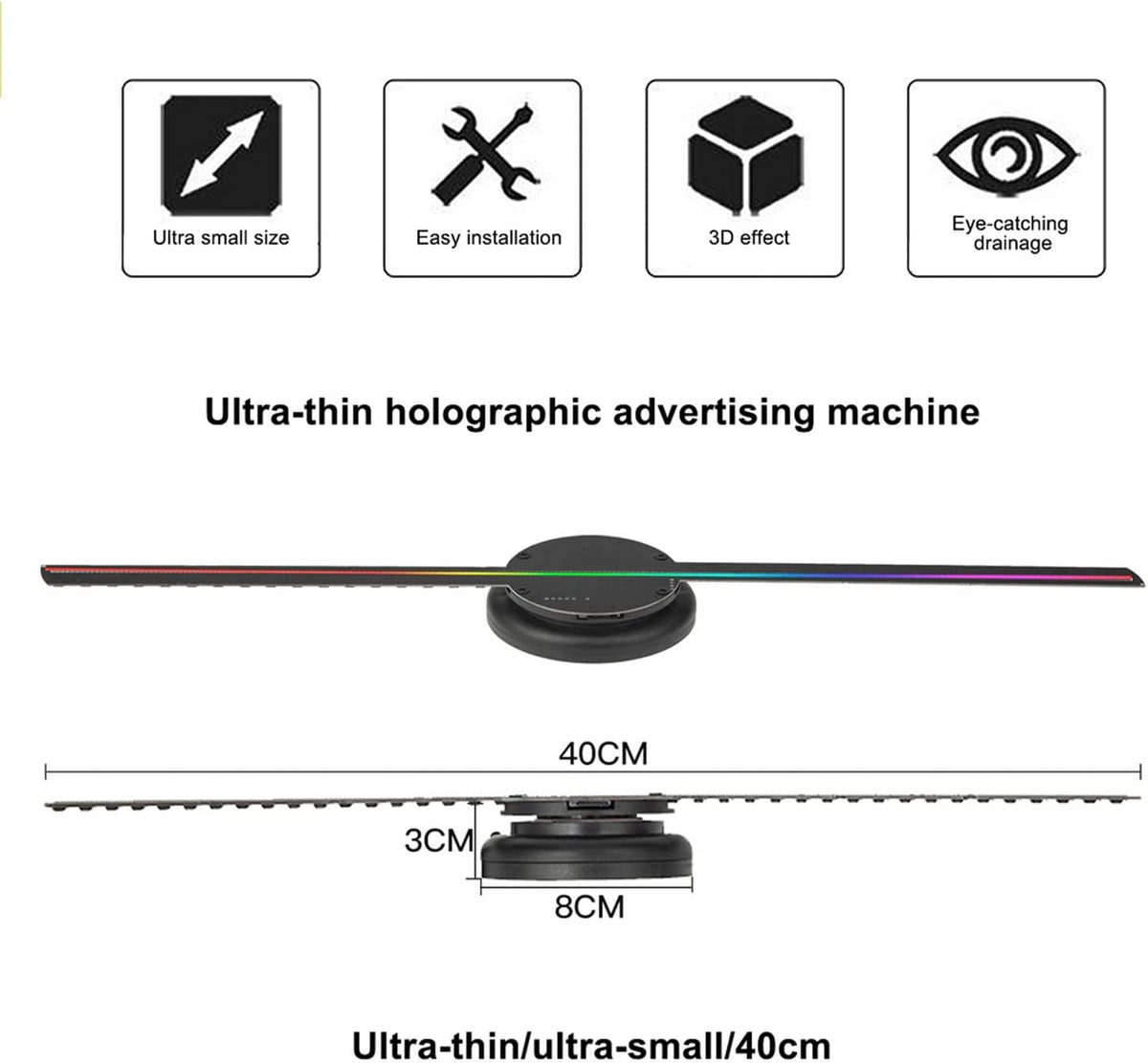 Proiector holograma 3D cu LED-uri, tip ventilator, control wireless