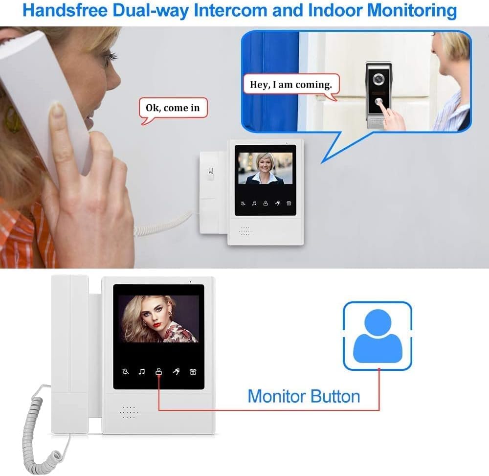 Sistem Video Interfon 4.3&quot;, sonerie video cu Ecran Color TFT si Camera cu Viziune Nocturna IR, 1 Monitor + 1 Camera Rezistenta la Apa
