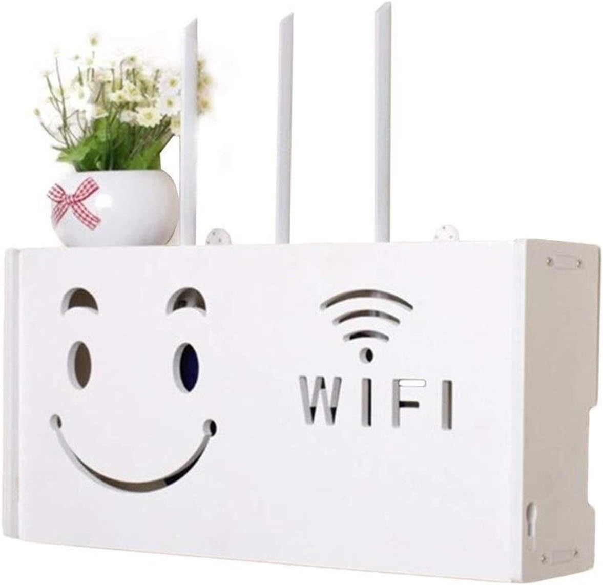 Suport router wireless pentru mascare fire si echipament WIFI, alb