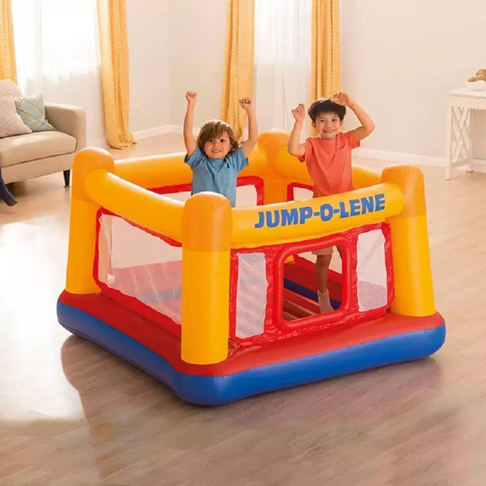 Trambulina in forma de casuta gonflabila pentru copii, 171 x 171 x 112 cm, Intex Jump-O-Lene