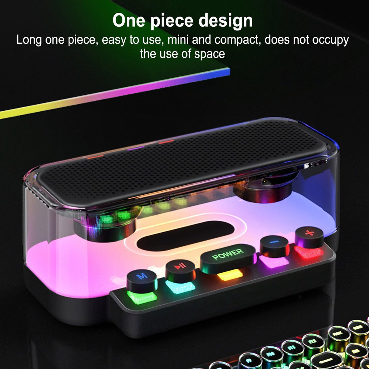 Boxa wireless Bluetooth Z6 in forma de Pian cu tastatura, difuzoare transparente, HiFi 2.0 Stereo, Iluminare RGB, Microfon  incorporat, suport FM/Type-C/TF pentru PC Laptop