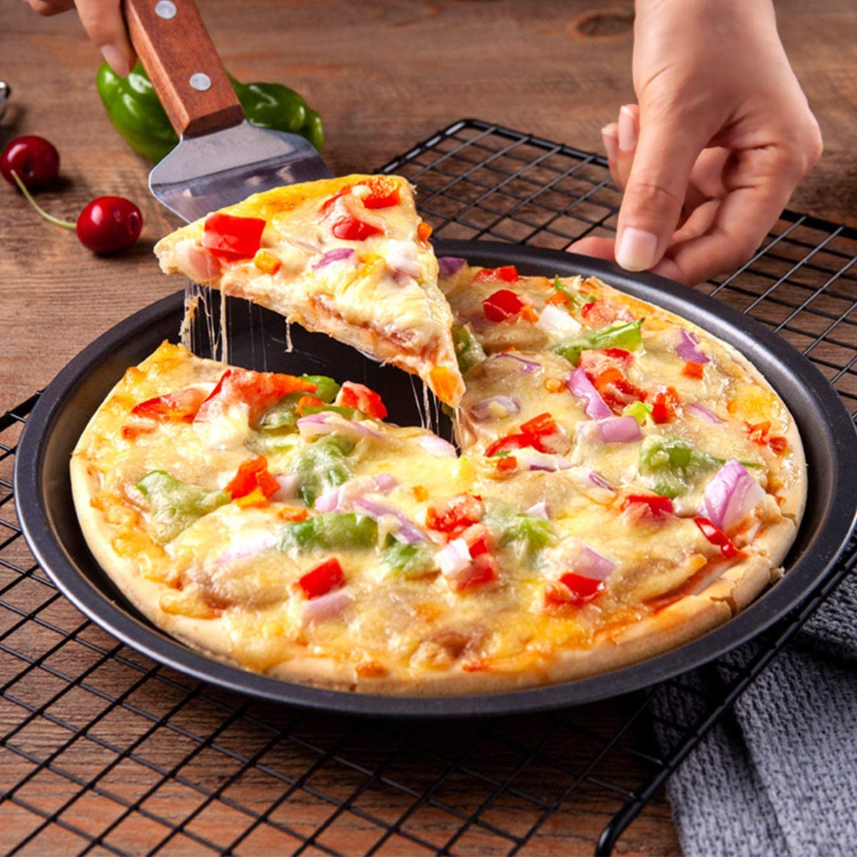 Set 3 tavi pentru pizza din teflon