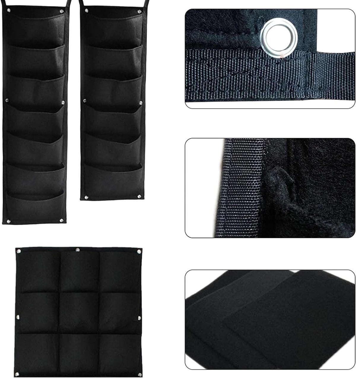 Jardiniera verticala neagra cu 6 buzunare material textil