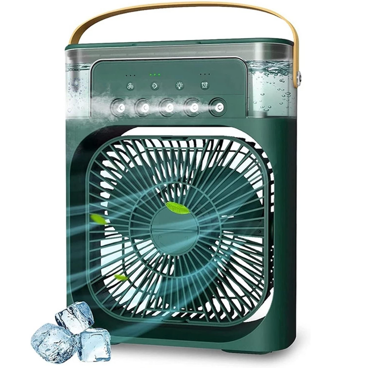 Ventilator portabil 3 în 1 cu pulverizare: racorire, umidificare și iluminare în 7 culori