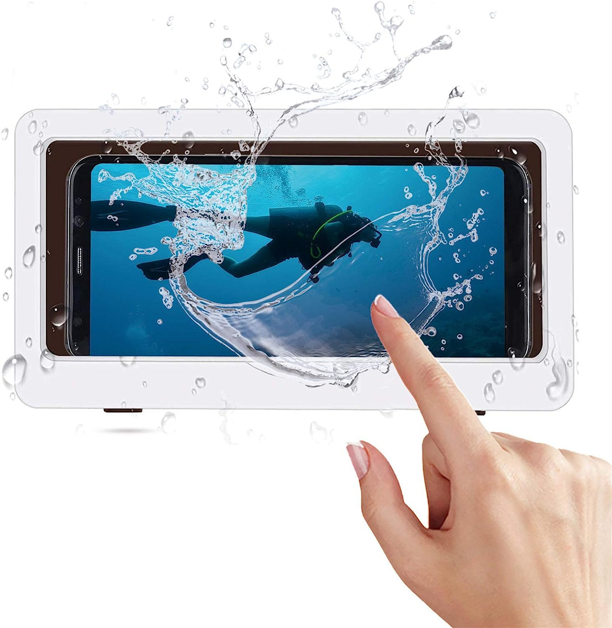 Carcasa Smartphone pentru dus, cu montare pe perete, universala, compatibila 4 - 6.8 inch, Anti-Aburire, Waterproof, Touch Screen