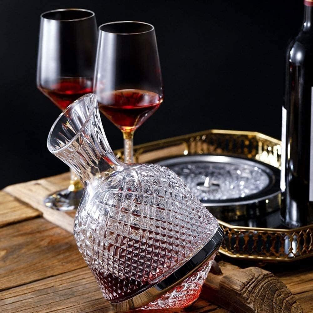 Decantor de vin rotativ de lux, din sticlă transparentă, set elegant pentru iubitorii de vin