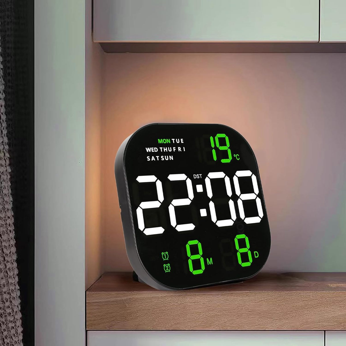 Ceas digital de birou sau perete cu telecomanda  cu afisaj LED temperatura si alarma