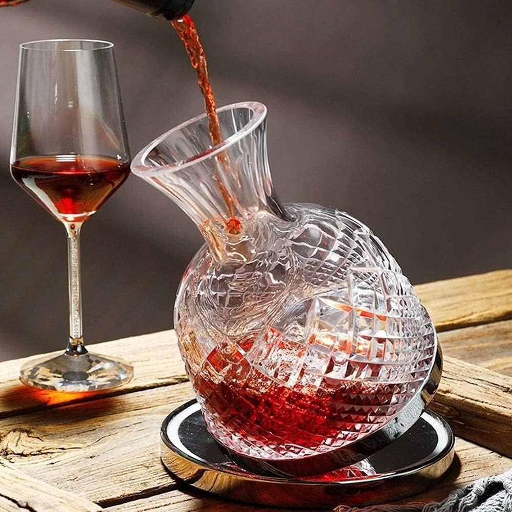 Decantor de vin rotativ de lux, din sticlă transparentă, set elegant pentru iubitorii de vin