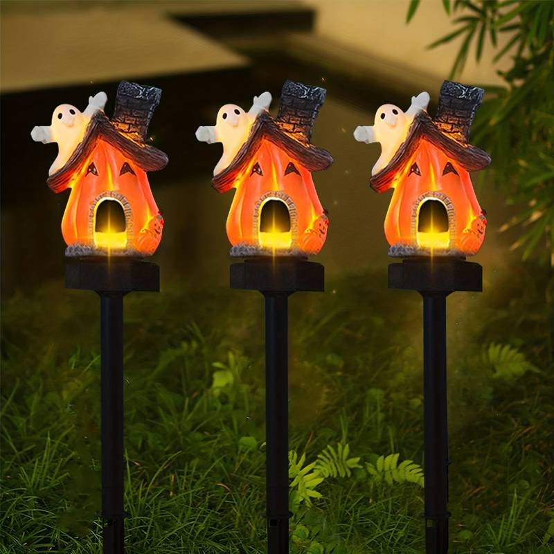 Decoratiune solara Pumpkin House pentru gradina, IP55, Halloween