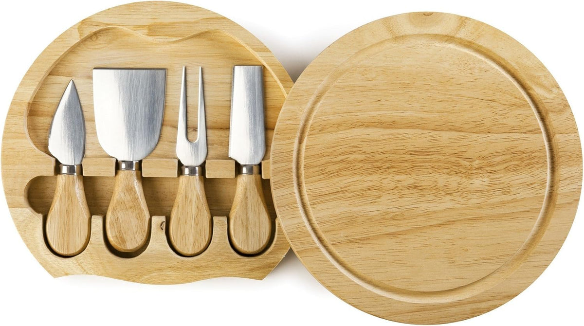 Set platou de branzeturi cu ustensile pentru servire, din lemn, dimensiuni 36x18x1, 5 cm