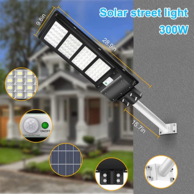 RESIGILAT-Lampa stradala proiector LED cu panou fotovoltaic si senzor, 120W/200W/300W