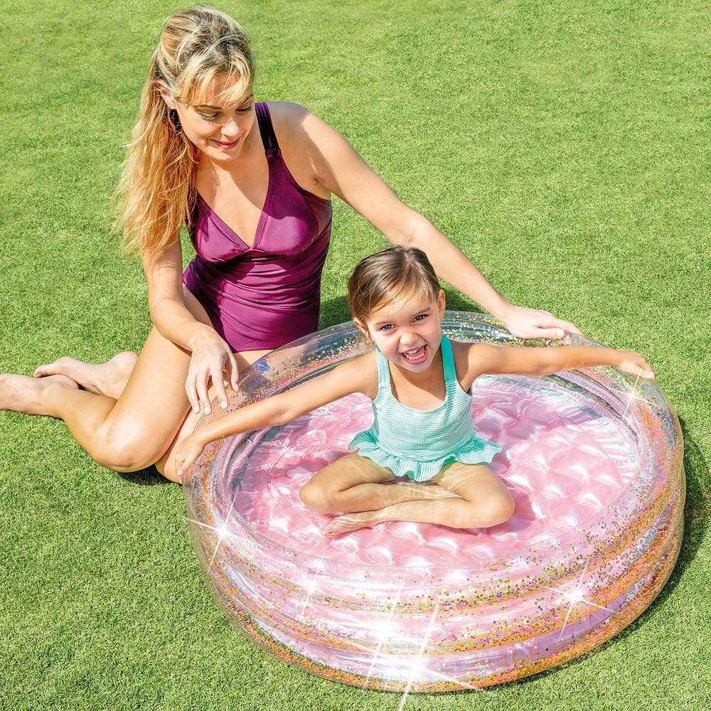 Piscina pentru copii Glitter sclipici roz, Intex 57103, 86x25cm, 56L