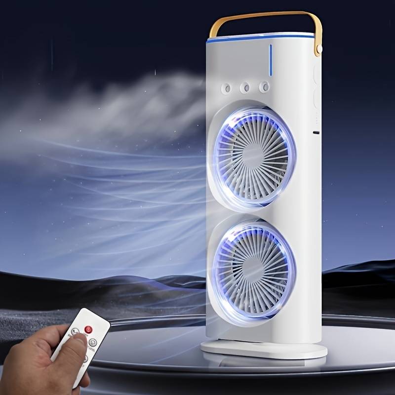 Ventilator portabil de birou cu umidificare prin pulverizare si telecomanda