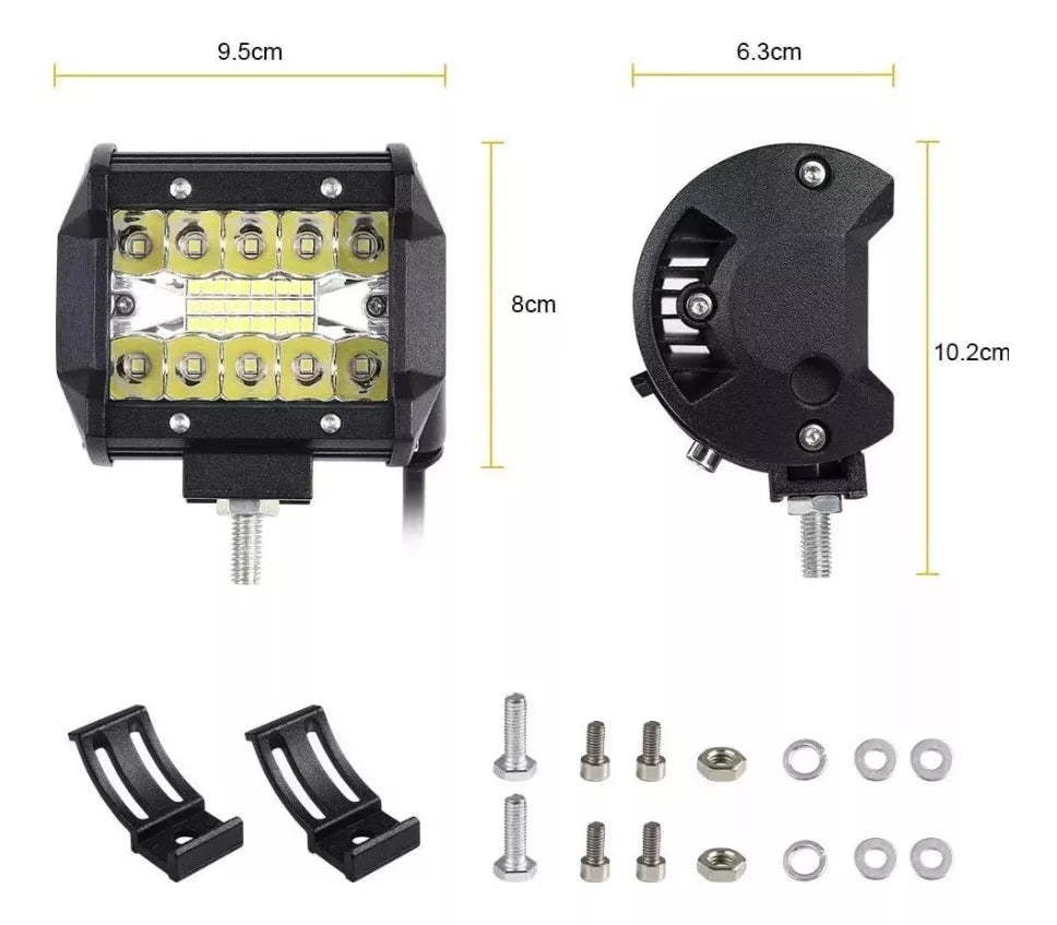 Set 2 Proiectoare LED Auto Off Road, 20 LED-uri, 60W, Dreptunghiulare