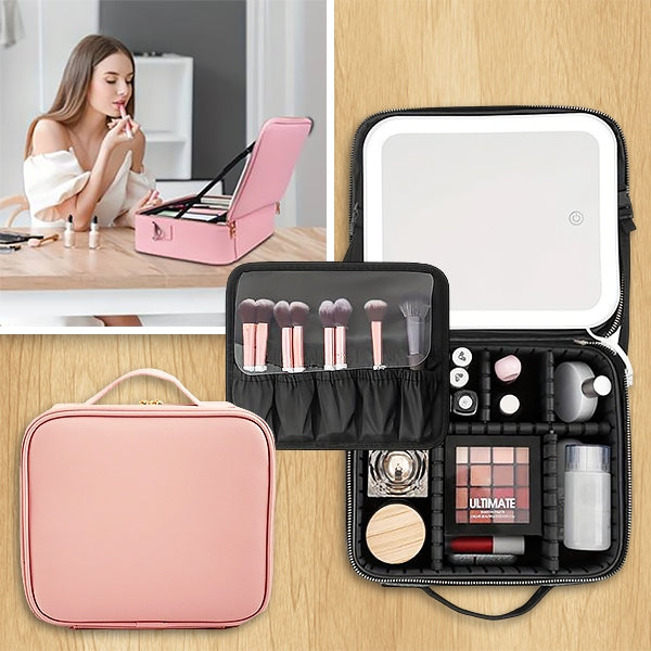 Geanta Cosmetica Pentru Make-up cu Oglinda LED  cu Touch, 26x23x11 cm