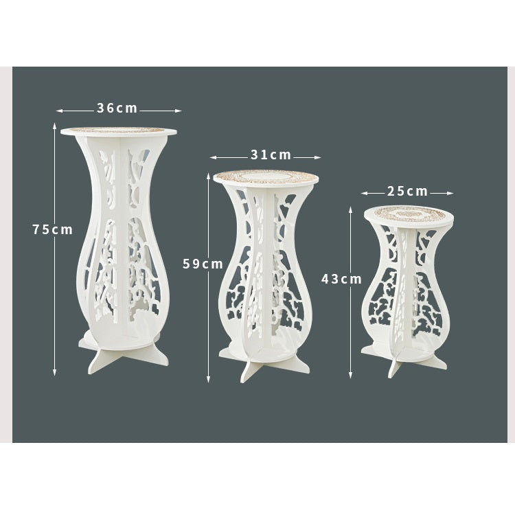 Set 3 masute decorative pentru ghivece de flori din PVC, 50/40/30 cm