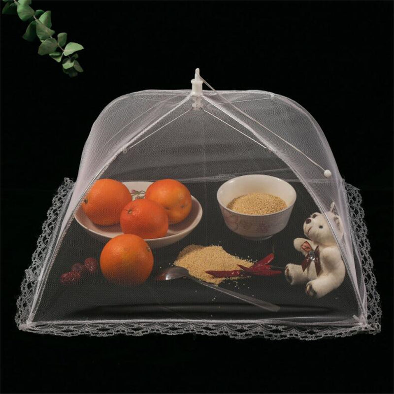 Set 4 umbrele plasa de protectie impotriva insectelor, furnicilor si gandacilor pentru farfurii, alb, 31cm x 31cm